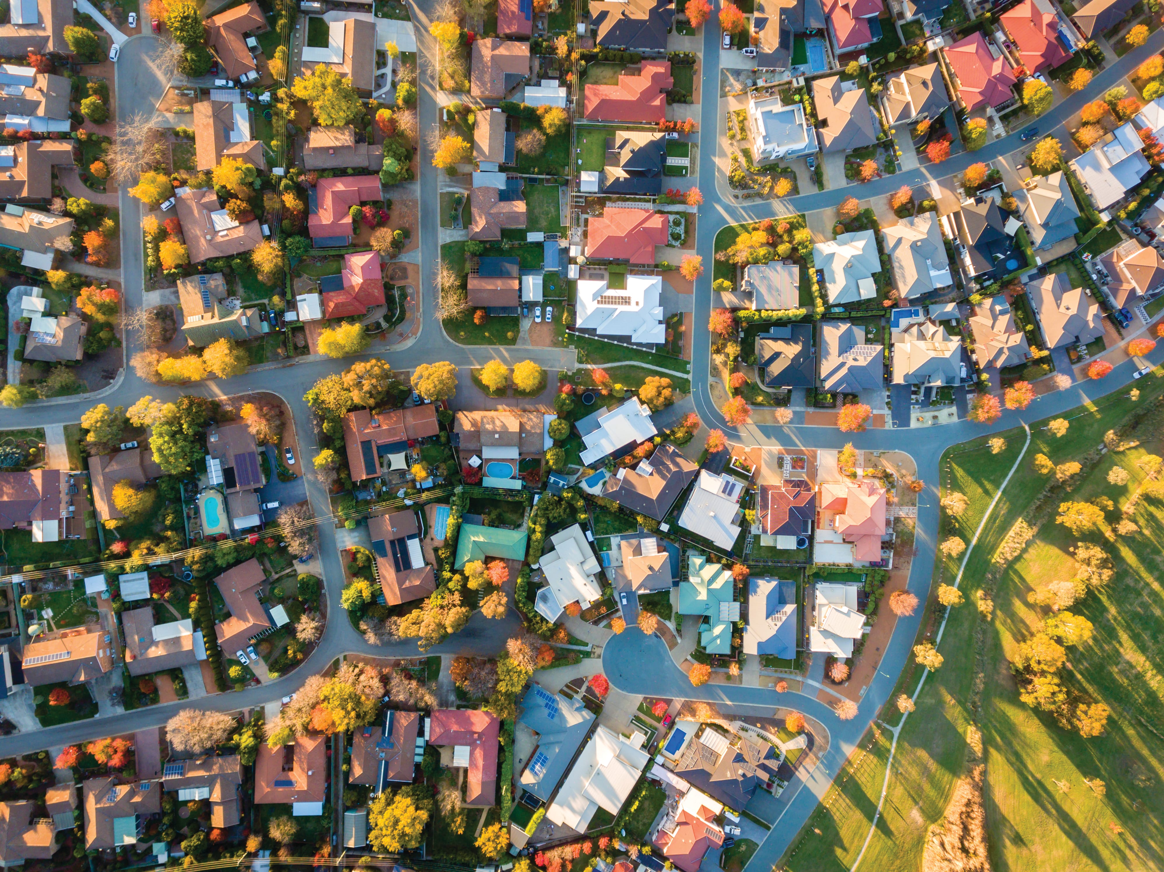 Aerial Suburbia Drone Shot